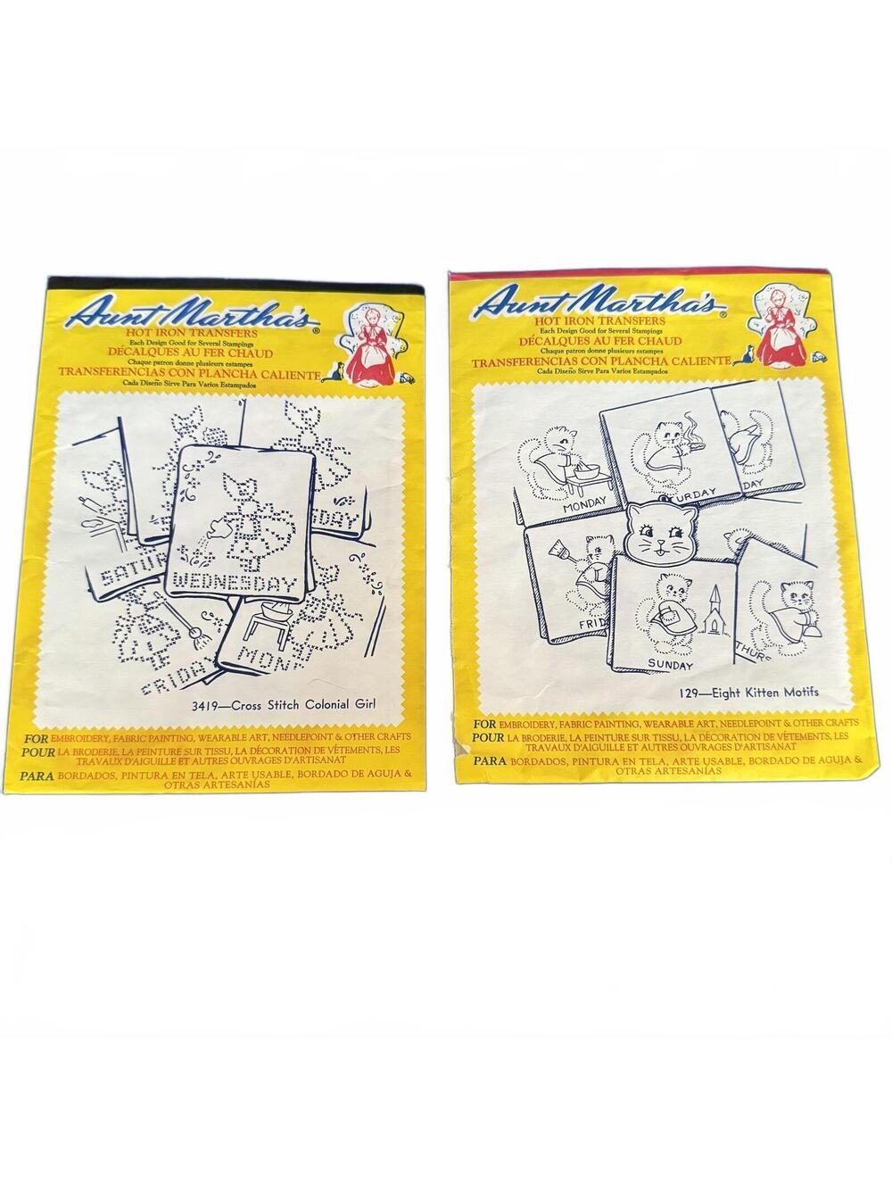 Vintage Aunt Martha's Hot Iron Transfers Crafting New 3419 And 129